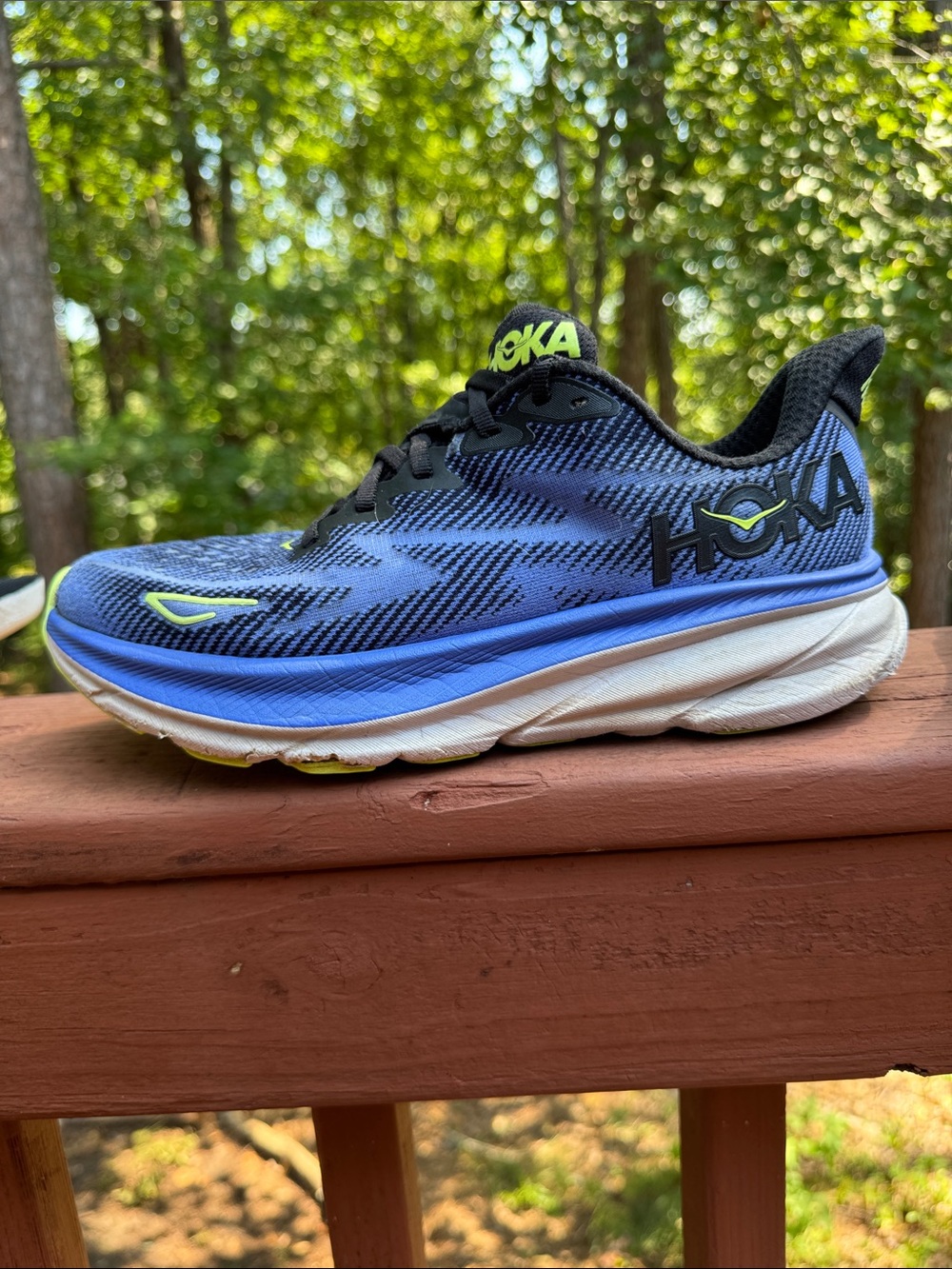 9 HOKA One Clifton 9 Women’s Running Shoes Blue Lime Size 9B - Picture 9 of 15